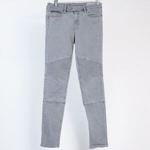 All Saints Light Gray Biker Ribbed Paneled Cotton Denim Jeans, Size 29